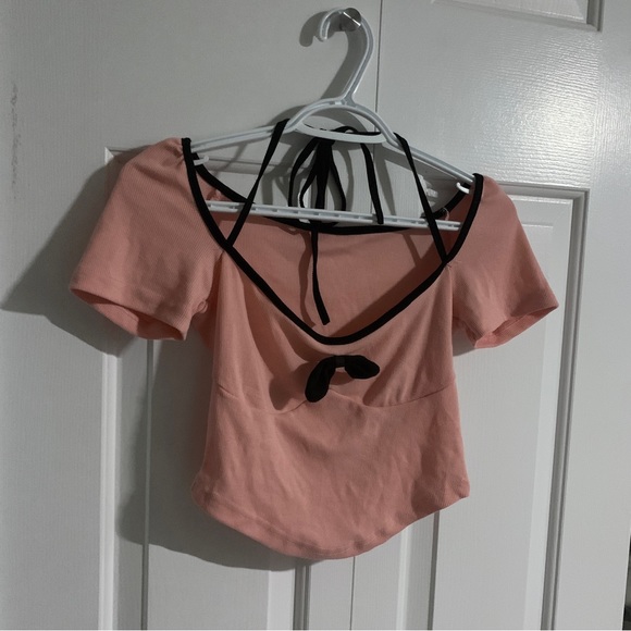 Pink ribbed short tee - Picture 3 of 6